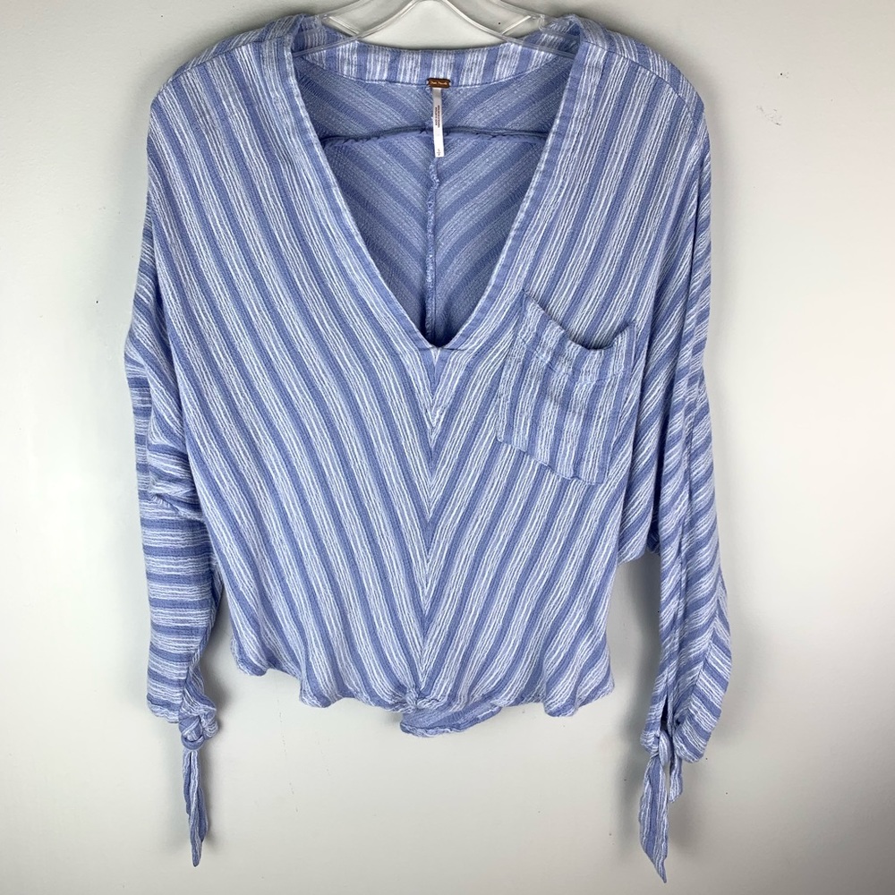 Free People Morning Striped Blue Dolman Knit Top - Picture 2 of 7